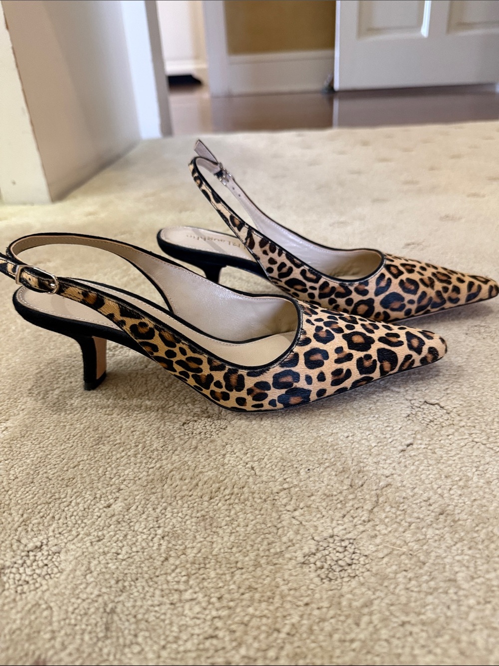 Leopard Print Slingback Kitten Heels - Leopard